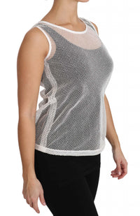 Thumbnail for Elegant White Sheer Sleeveless Top