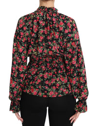 Thumbnail for Elegant Black Floral Silk Shirt