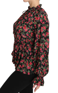 Thumbnail for Elegant Black Floral Silk Shirt