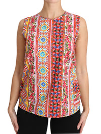 Thumbnail for Carretto Print Pure Cotton Tank Top