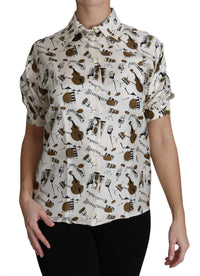 Thumbnail for Silk Musical Instrument Print Polo Top