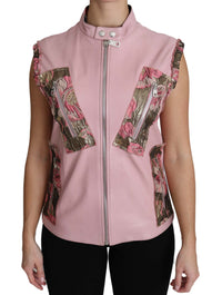 Thumbnail for Stunning Pink Sleeveless Leather Vest