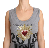 Thumbnail for Sequined Heart Tank Top in Gray