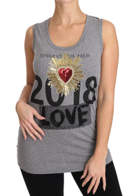 Thumbnail for Sequined Heart Tank Top in Gray