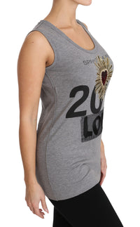 Thumbnail for Sequined Heart Tank Top in Gray