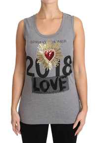 Thumbnail for Sequined Heart Tank Top in Gray
