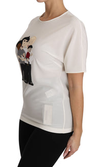 Thumbnail for Elegant Silk Crewneck Blouse with Applique