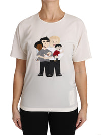 Thumbnail for Elegant Silk Crewneck Blouse with Applique