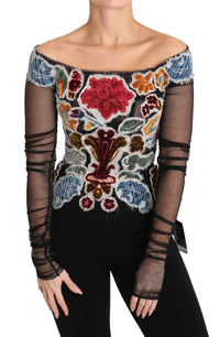 Thumbnail for Elegant Floral Applique Long Sleeve Top