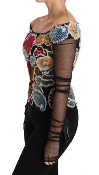 Thumbnail for Elegant Floral Applique Long Sleeve Top