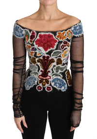 Thumbnail for Elegant Floral Applique Long Sleeve Top