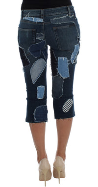 Thumbnail for Chic Blue Patchwork Denim Shorts
