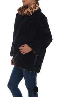 Thumbnail for Elegant Black Lamb Fur Short Coat