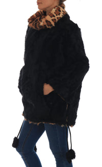 Thumbnail for Elegant Black Lamb Fur Short Coat