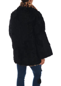 Thumbnail for Elegant Black Lamb Fur Short Coat