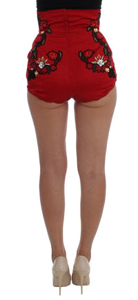 Thumbnail for Ravishing Red Silk Embroidered Shorts