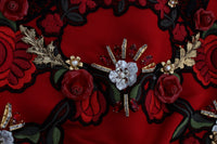 Thumbnail for Ravishing Red Silk Embroidered Shorts