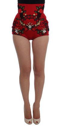Thumbnail for Ravishing Red Silk Embroidered Shorts