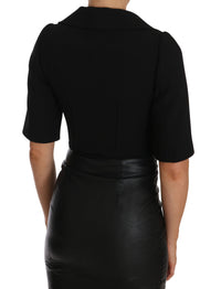 Thumbnail for Elegant Black Cropped Wool Blazer