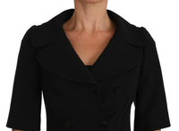 Thumbnail for Elegant Black Cropped Wool Blazer