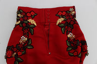 Thumbnail for Elegant Silk Red Embroidered Mini Shorts