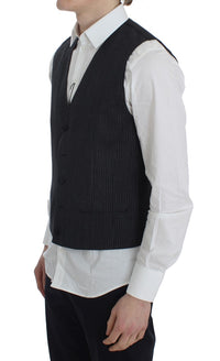Thumbnail for Elegant Gray Striped Wool Vest