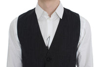 Thumbnail for Elegant Gray Striped Wool Vest