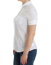 Thumbnail for Chic White Cotton Blend Shortsleeve Blouse