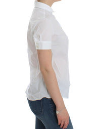 Thumbnail for Chic White Cotton Blend Shortsleeve Blouse