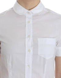 Thumbnail for Chic White Cotton Blend Shortsleeve Blouse