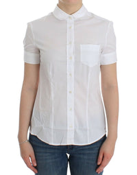 Thumbnail for Chic White Cotton Blend Shortsleeve Blouse
