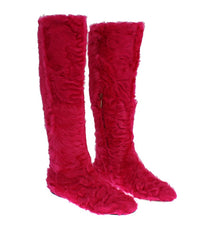 Thumbnail for Elegant Pink Lambskin Fur Boots