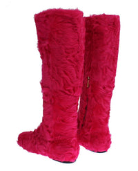 Thumbnail for Elegant Pink Lambskin Fur Boots