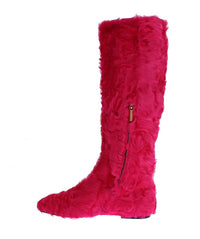 Thumbnail for Elegant Pink Lambskin Fur Boots