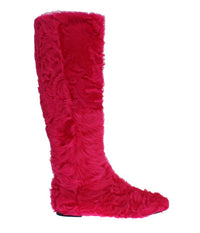 Thumbnail for Elegant Pink Lambskin Fur Boots