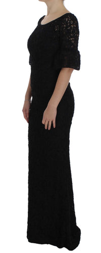 Thumbnail for Elegant Black Floral Lace Maxi Dress