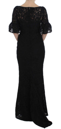 Thumbnail for Elegant Black Floral Lace Maxi Dress