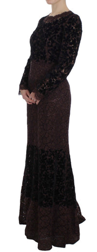 Thumbnail for Elegant Purple Floral Lace Maxi Dress