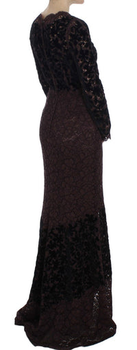 Thumbnail for Elegant Purple Floral Lace Maxi Dress