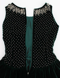 Thumbnail for Enchanted Emerald Velvet Crystal Maxi Dress