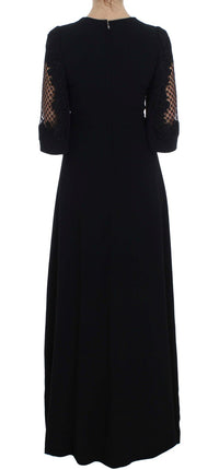 Thumbnail for Elegant Black Wool Cutout Maxi Dress