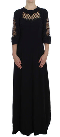 Thumbnail for Elegant Black Wool Cutout Maxi Dress