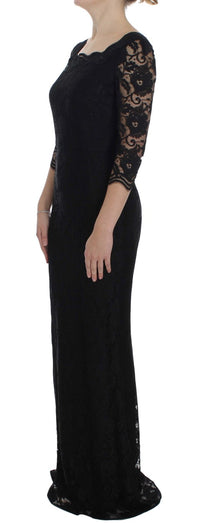 Thumbnail for Elegant Black Floral Lace Maxi Dress