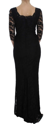 Thumbnail for Elegant Black Floral Lace Maxi Dress