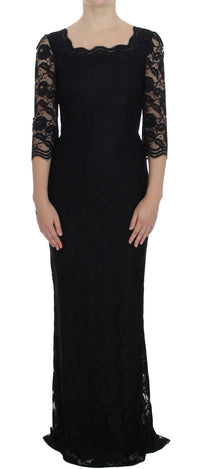 Thumbnail for Elegant Black Floral Lace Maxi Dress