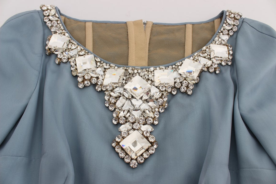 Elegant Crystal-Embellished Silk Gown