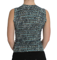 Thumbnail for Elegant Blue Wool Vest Pullover Top