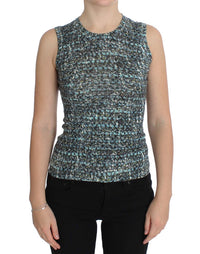 Thumbnail for Elegant Blue Wool Vest Pullover Top