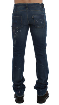 Thumbnail for Chic Blue Wash Painted Slim Fit Jeans