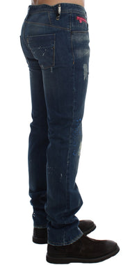 Thumbnail for Chic Blue Wash Painted Slim Fit Jeans